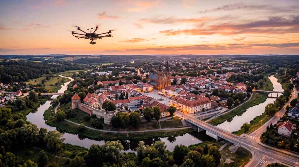 Filmowanie dronem Opoczno – filmy 4K dla firm, nieruchomości i zabytków