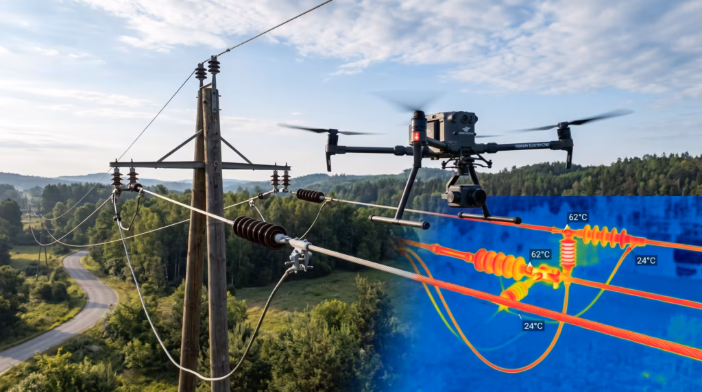 Inspekcje termowizyjne linii energetycznych dronem – szybka diagnostyka bez wyłączania siec