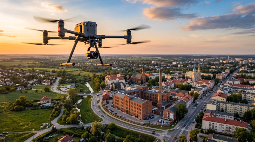 Usługi dronowe Pabianice – filmowanie, FPV, inspekcje i zdjęcia lotnicze