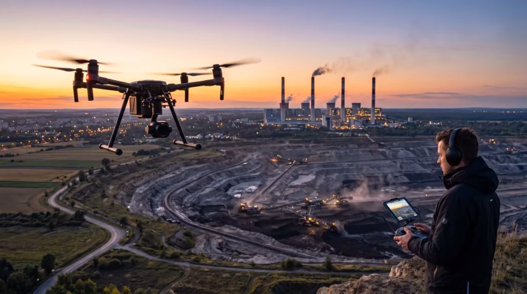 Usługi dronowe Bełchatów – filmowanie, FPV, inspekcje i zdjęcia lotnicze
