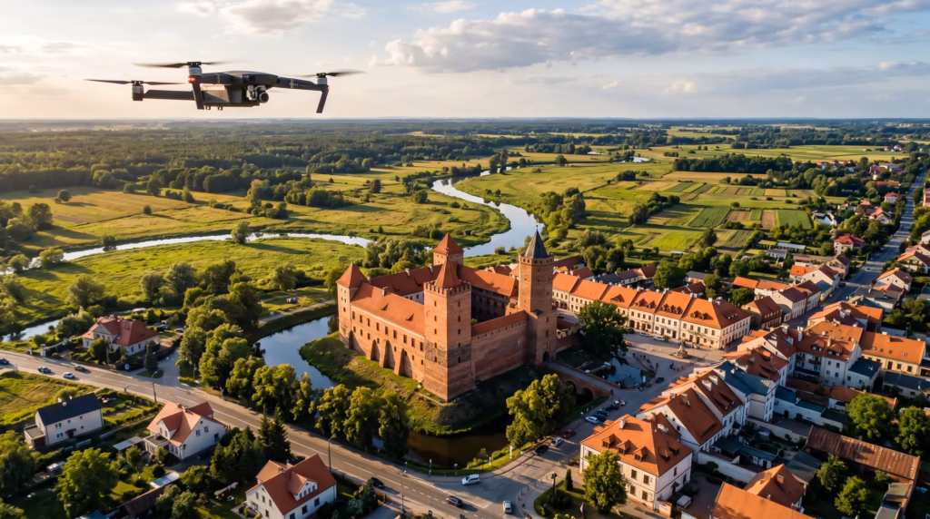 Usługi dronowe Łęczyca – filmowanie, FPV, inspekcje i zdjęcia lotnicze