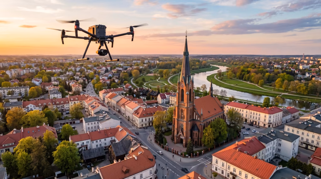 Usługi dronowe Zgierz – filmowanie, FPV, inspekcje i zdjęcia lotnicze